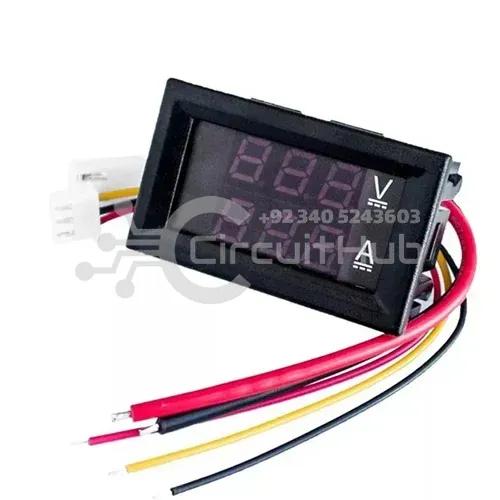 2in1 DC 0-100V Voltmeter Ammeter With DC 100A 75mV Ampere Shunt Dual 0.28″ Red Blue Voltage Detector Current Indicator