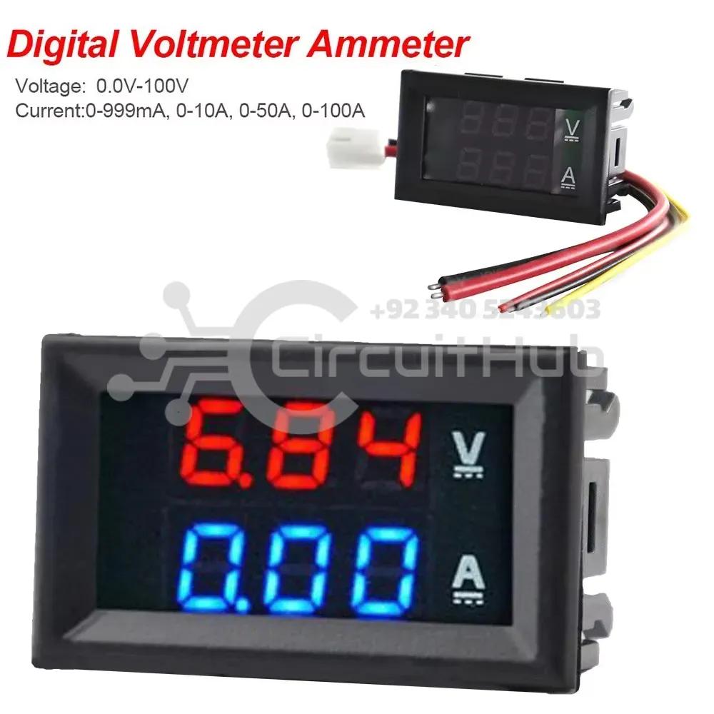 Mini DC 100V 10A Digital Voltmeter Ammeter Blue Red LED Volt Amp Meter Gauge
