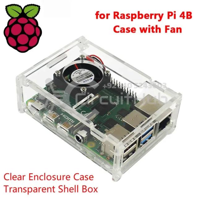 Raspberry Pi 4 Acrylic Case Transparent Shell Clear Enclosure Box with Cooling Fan for Raspberry Pi 4 Model B